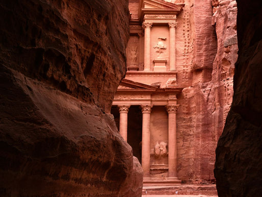 View through a cave to Petra
