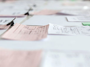 postit notes laid out on a desk