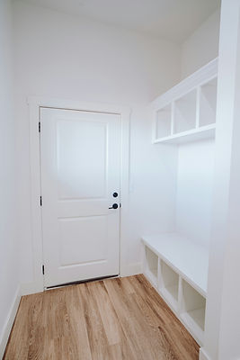 Basic white door into mudroom