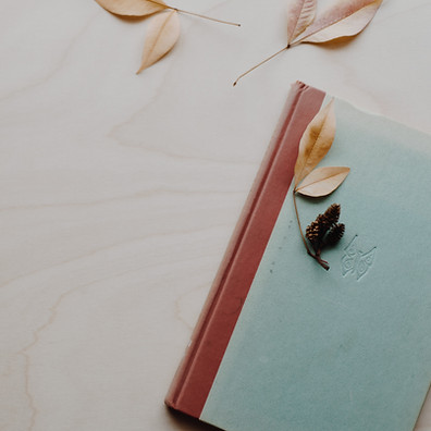 Blue notebook on a table