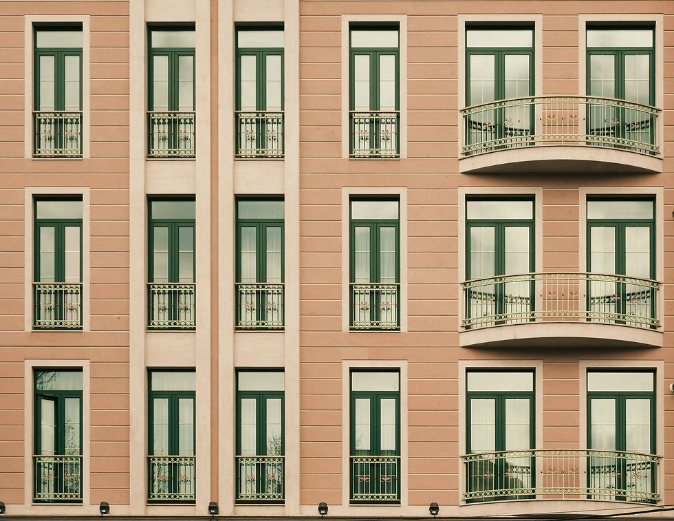 Classic apartment building with balconies
