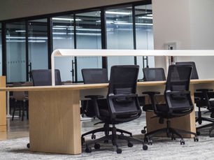 Office desks and chairs ready for work