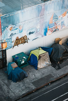 Tents on sidewalk