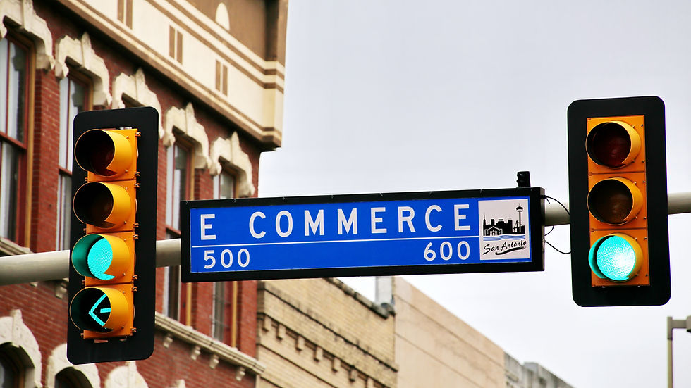 Sign on traffic light saying ECommerce
