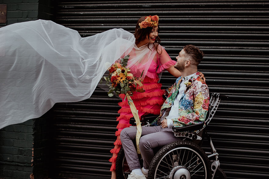 Bride and groom wedding disability