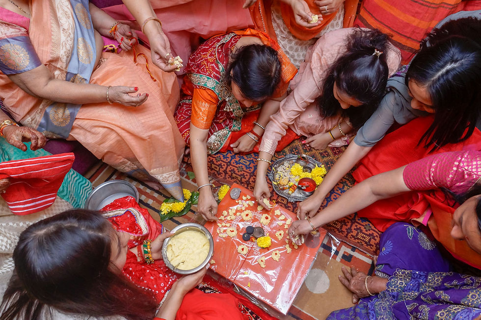 Eye-level view of a dining table set for a communal meal