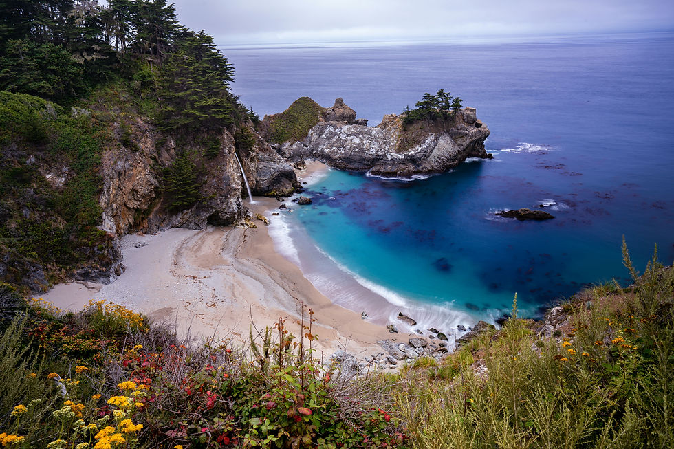 mcway falls at julia pfeiffer burns state park in big sur. one of the best california parks on the coast.