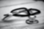 a stethoscope in black and white.