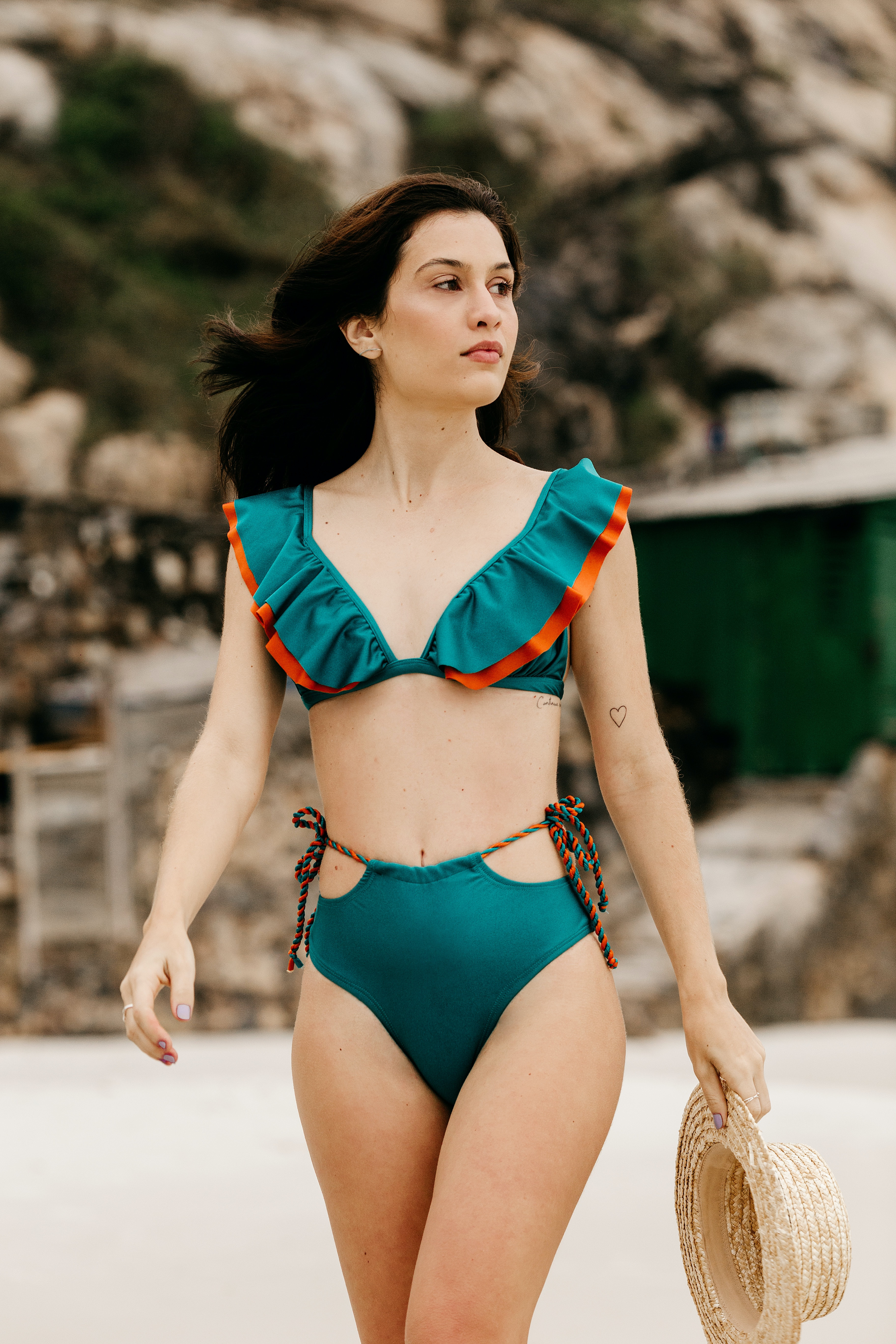 Green with frills Bikini Set