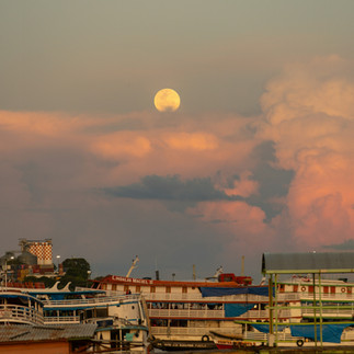 sunset with many river boats in Botswana