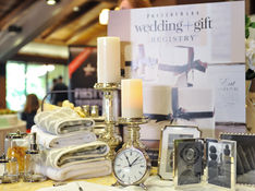 wedding gifts on a table