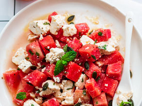 Salade d'épinards, pastèque et feta