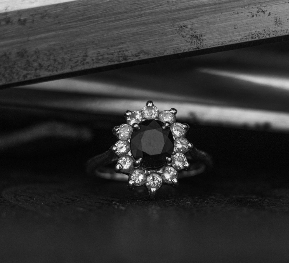 Black Onyx and Diamond Diana Ring