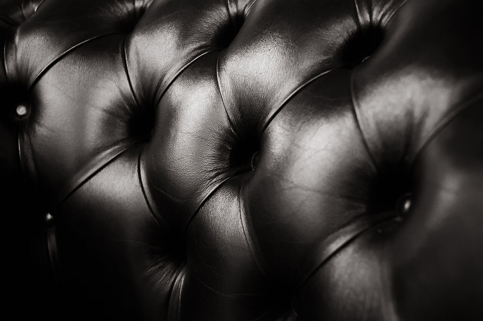 The black leather sofa created by Tirrena, a tanning company from Lonigo in the province of Vicenza,