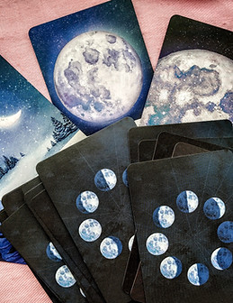 Moonology Oracle cards used in an online tarot reading for spiritual insight, clarity, and personal growth.