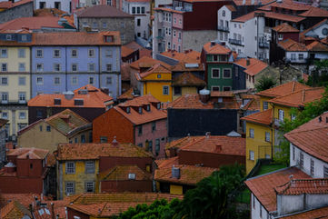 Picturesque European colorful rooftop view