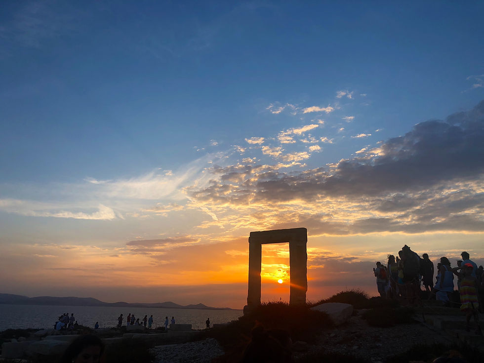 naxos island temple at the sunset, greece