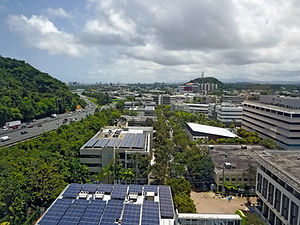 Solar panels on roof of factory