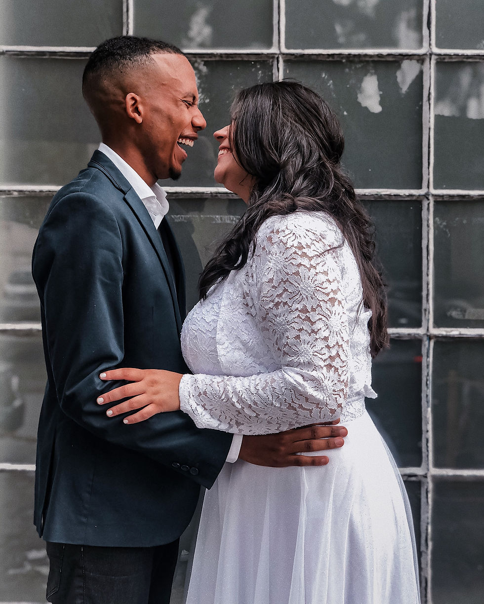 A happy couple on their wedding day