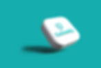 a 3d image of a white cube with the Godaddy logo on it against a tiffany blue background