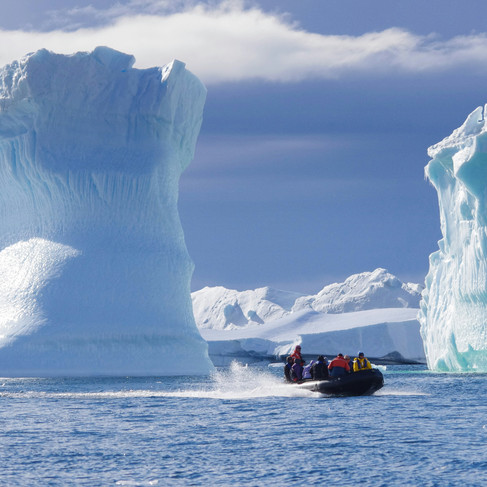 zodiac cruising in Antarctica