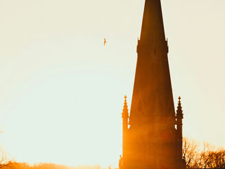 church spire at dawn