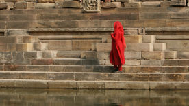 Woman on steps in India