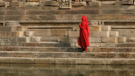 Woman on steps in India