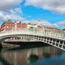 Halpenny bridge famous white metal bridge Dublin