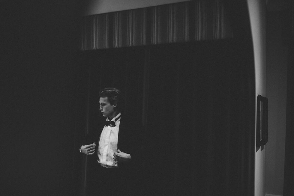 custom-tailored tuxdeo with bow-tie