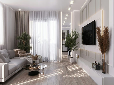Luxury modern living room with smart home features