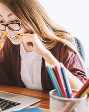 A women getting frustrated at her Photos library.