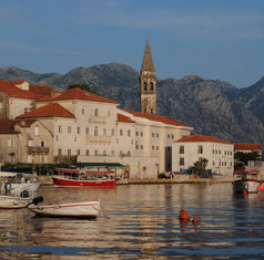 Perast mountain backdrop.