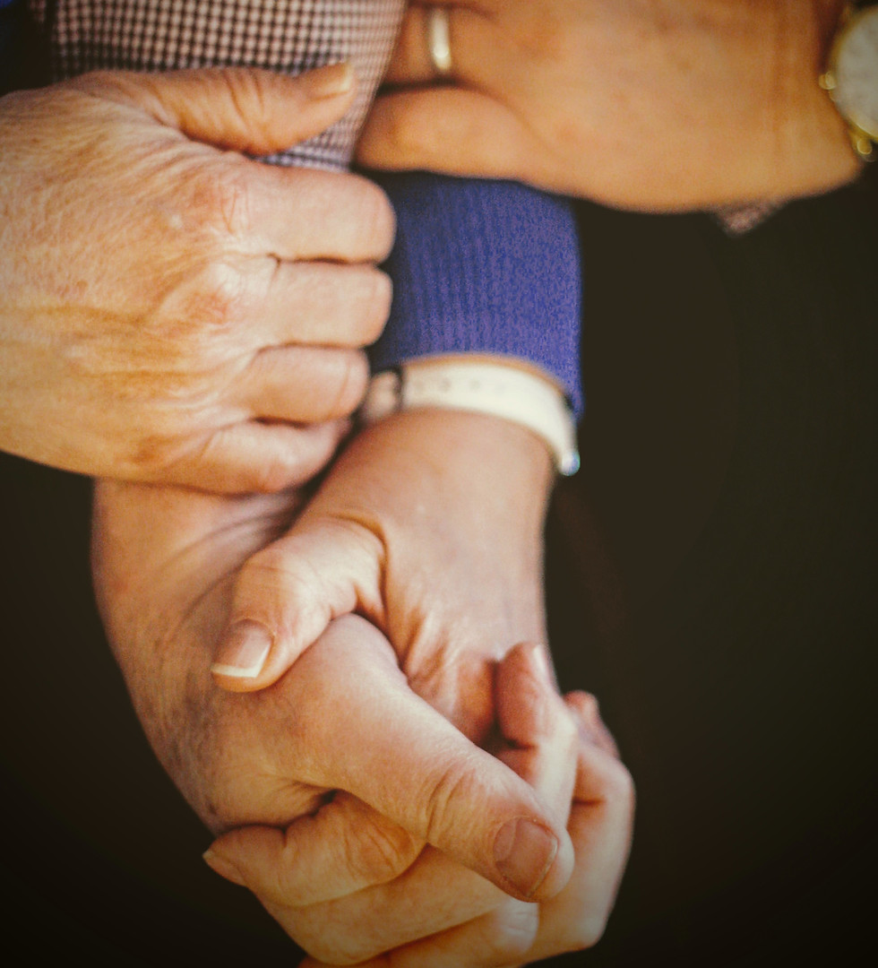 Holding hands for support