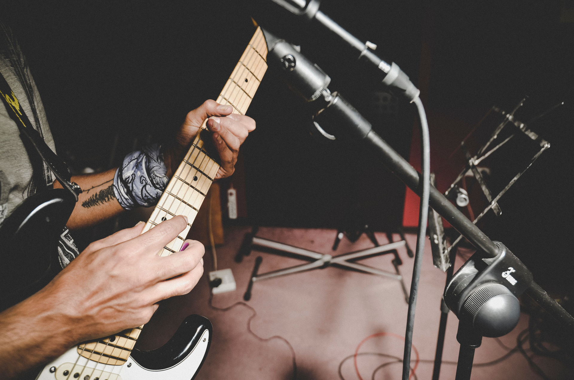 Guitarist on stage playing