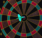 Dartboard with green arrow in the middle