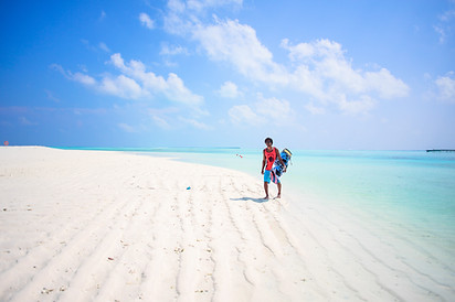 Kiteboarding white sand beach
