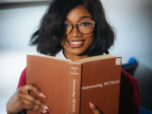Happy girl reading