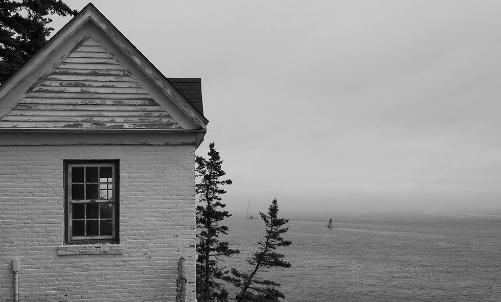 Historic lighthouse on the rocky Maine coast of Mount Desert Island near the MDI Marathon route