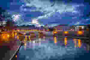 the Tiber River at night