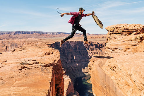 Man jumping over a gap