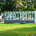 Sign saying Sapporo, located in Hokkaido Japan