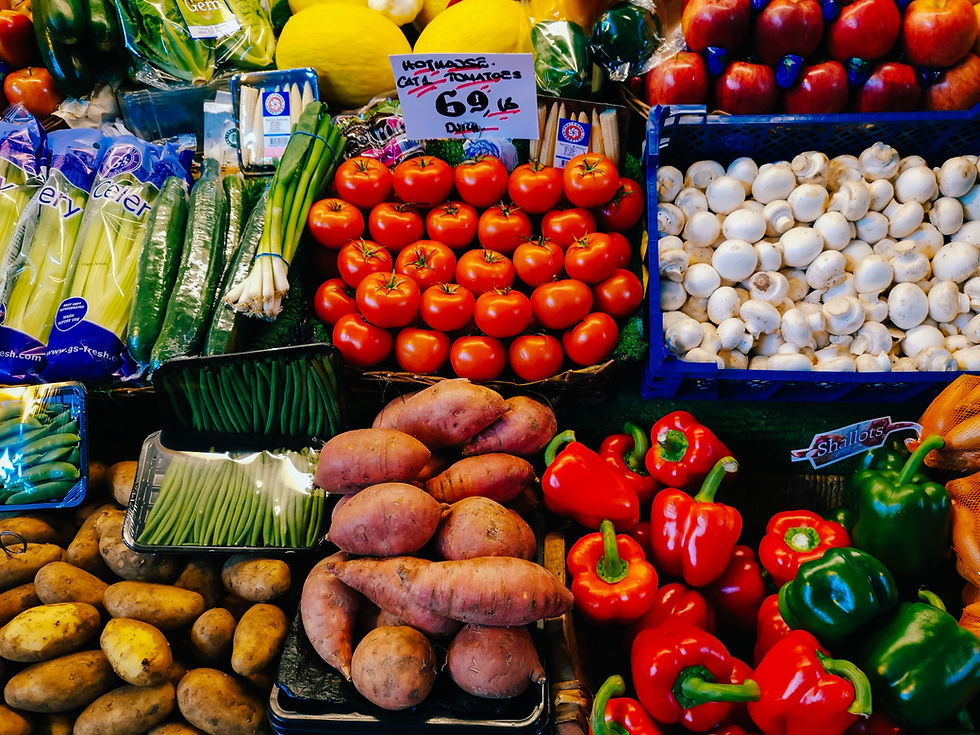Fresh fruit and veg on a market stall