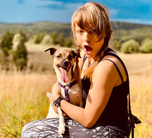 small dog and girl dog training