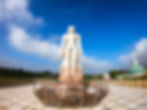 Statue of Lord Mahavira, the revered spiritual teacher of Jainism, symbolizing peace and enlightenment.