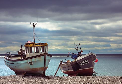 Fishing Boats on Beer Beach, Seaton, Beer, Branscombe