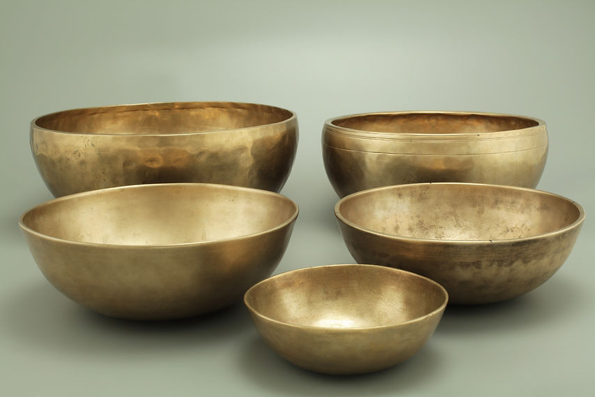 Four large bronze Himalayan bowls
