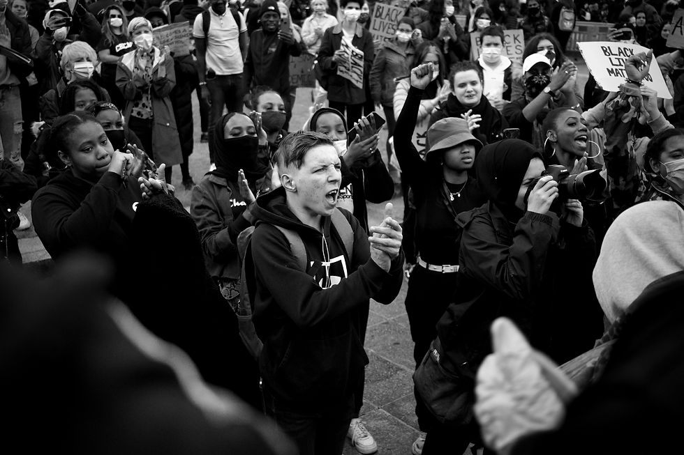 diverse crowd demonstrating