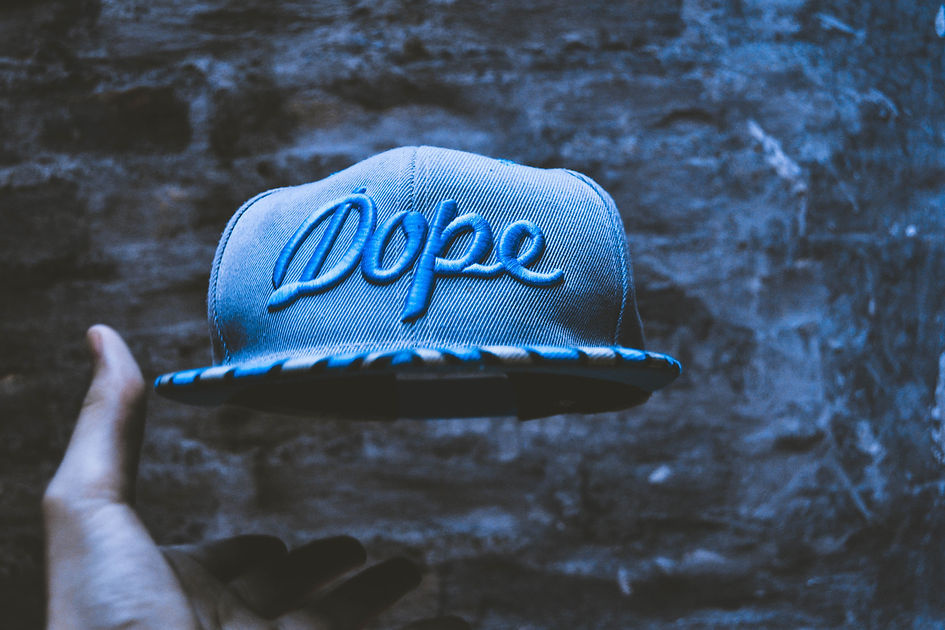 Embroidered letters on a cap