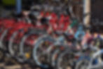 Lots of bicycles in a line